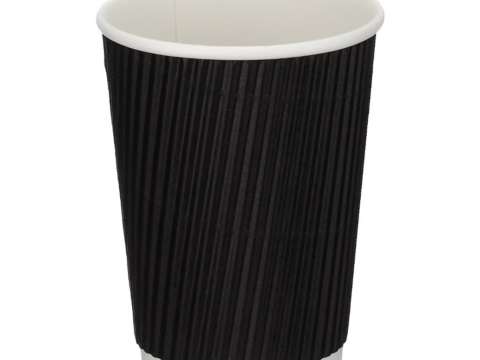 GO PAK BLACK TRIPPLE RIPPLE WALL CUPS 12oz TALL