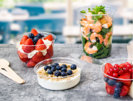 CLEAR DELI BOWLS WITH CLEAR FLAT LIDS
